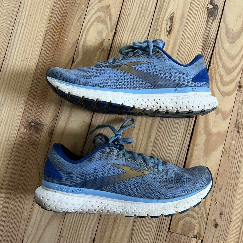 Brooks Glycerin 18 Womens Running Shoes Blue Gold 1203171B470 Size 9.5 Medium B
